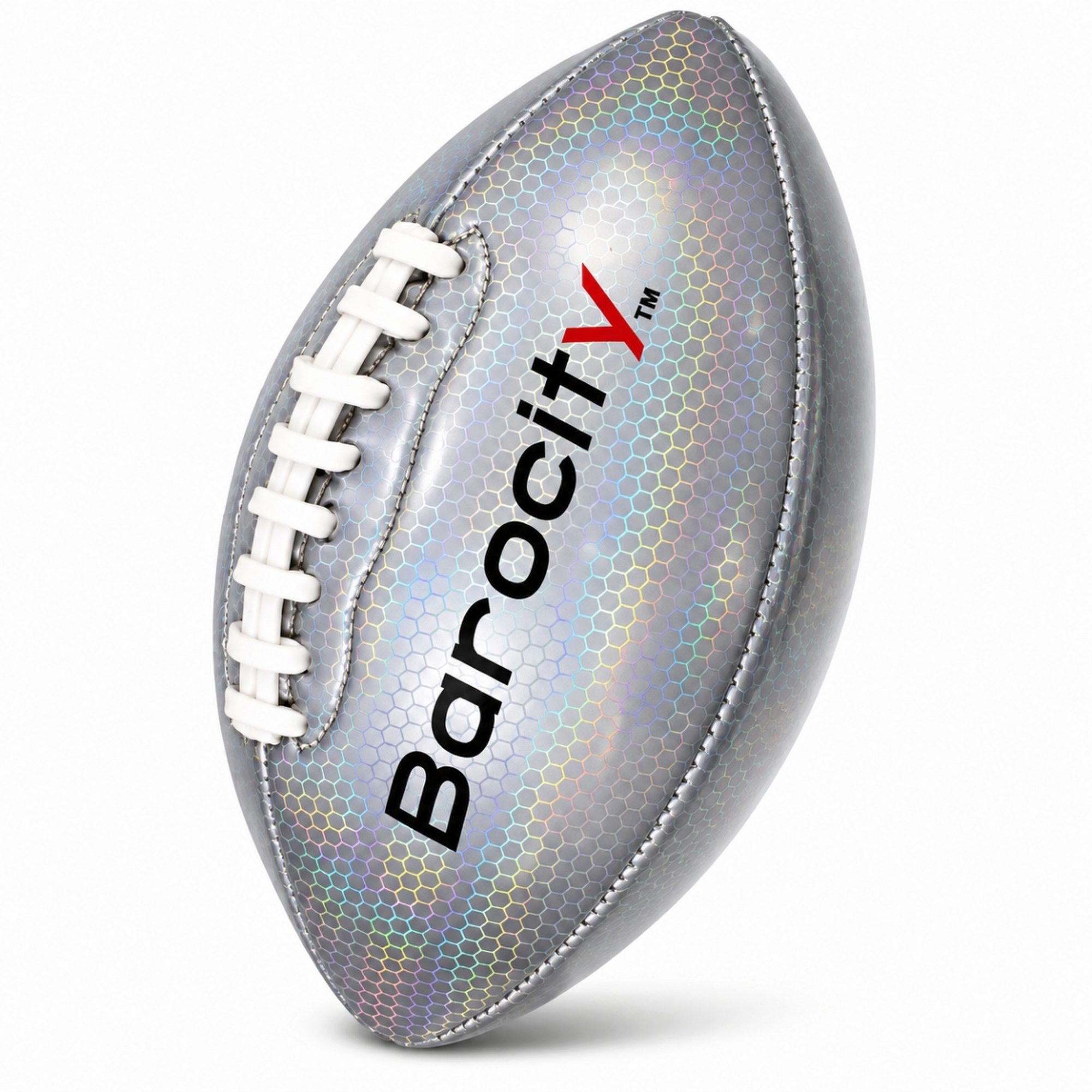 Barocity Silver Reflective Rainbow Hex Pattern Football Size 3 (pack of 9)