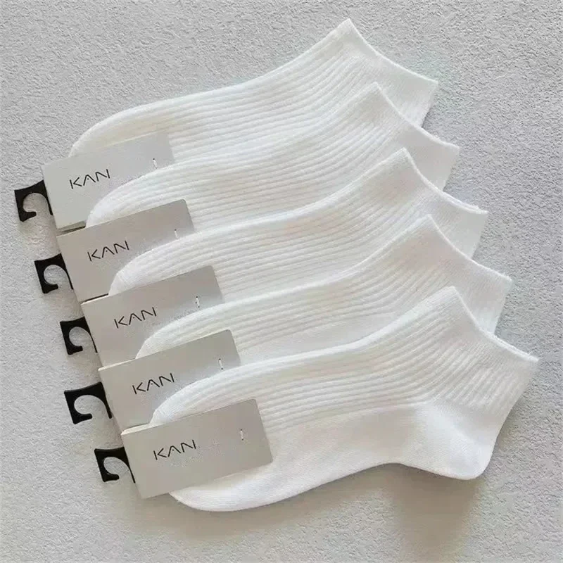 Women's ribbed cotton ankle socks, 5 pairs, EU 34-40 — representative supplier photograph