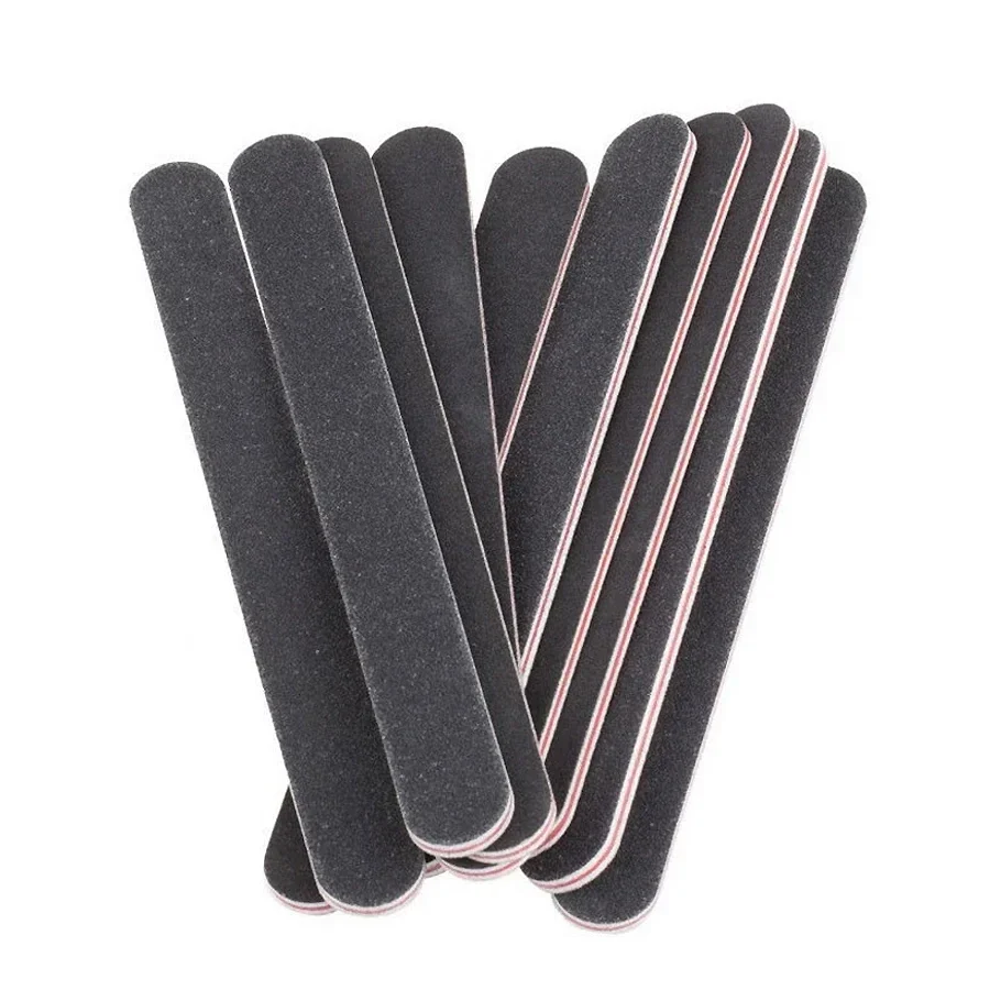 Straight emery board nail files, 100/180 grit, pack of 5 — representative supplier photograph