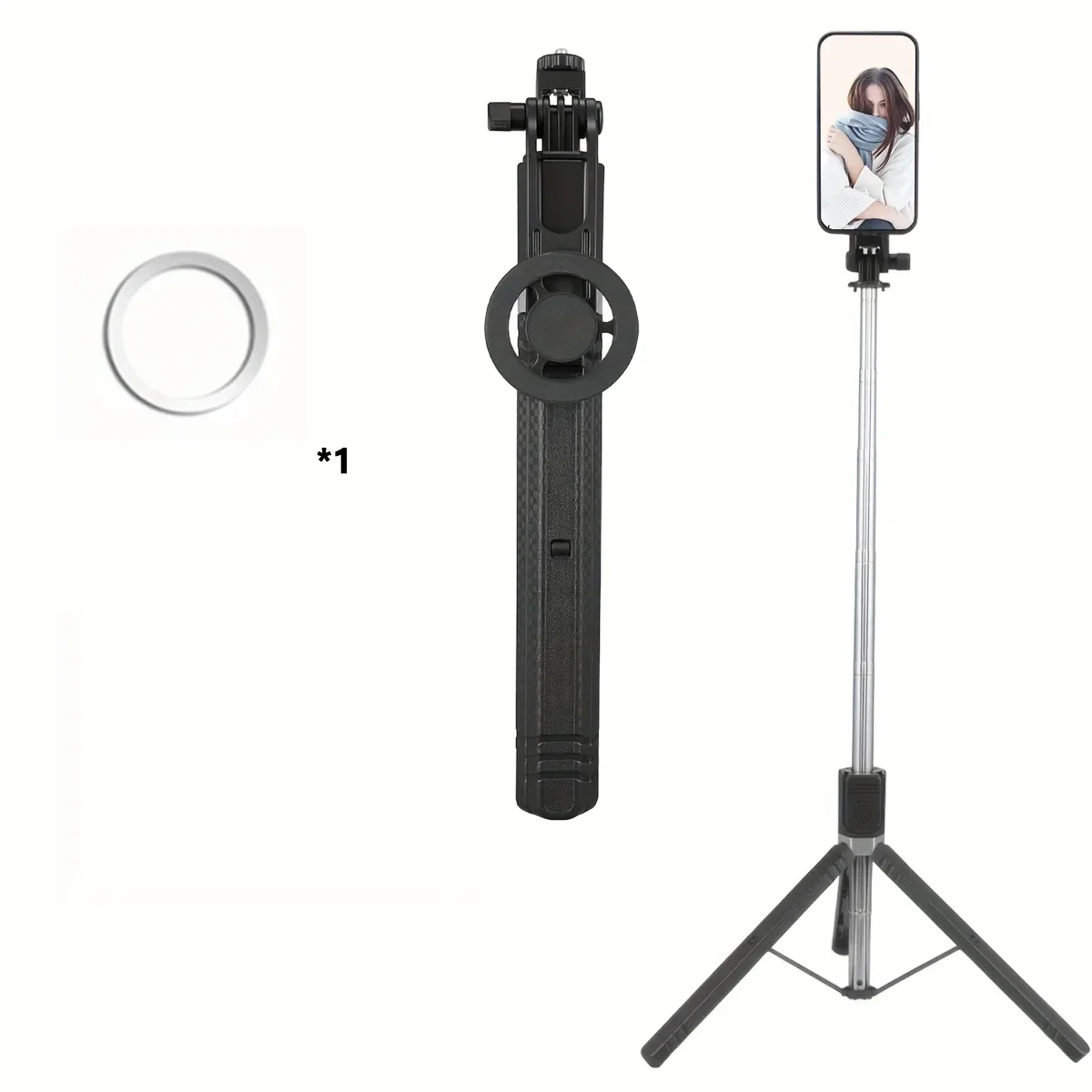170 cm selfie stick tripod with magnetic phone mount and wireless remote — representative supplier photograph
