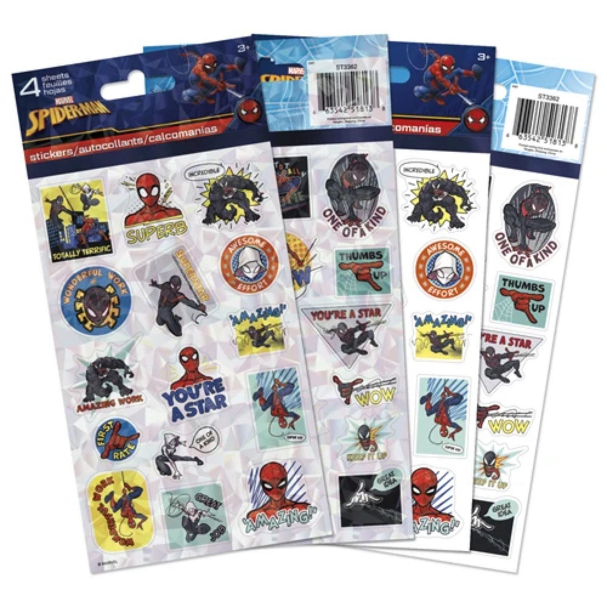 Bulk 78-Pack: Marvel Spider Man Educational 4 Sheet Sticker Set