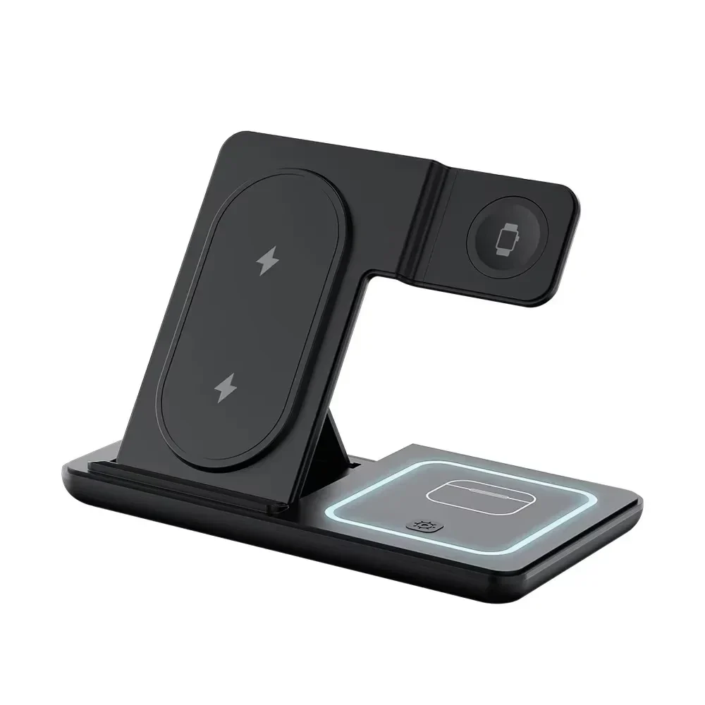 3-in-1 foldable wireless charging stand, compatible with iPhone 12 and later and Apple Watch