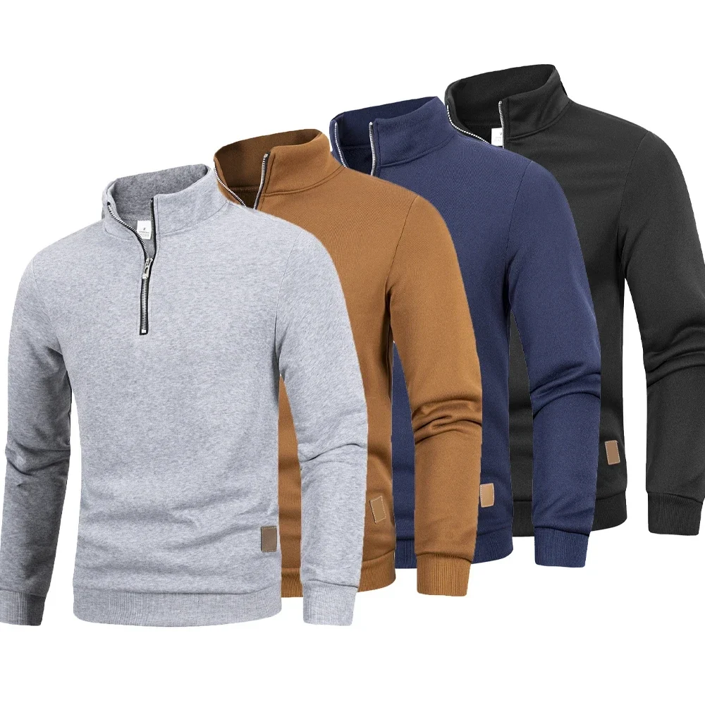 Men's quarter-zip stand-collar pullover sweatshirt, S to 2XL — representative supplier photograph