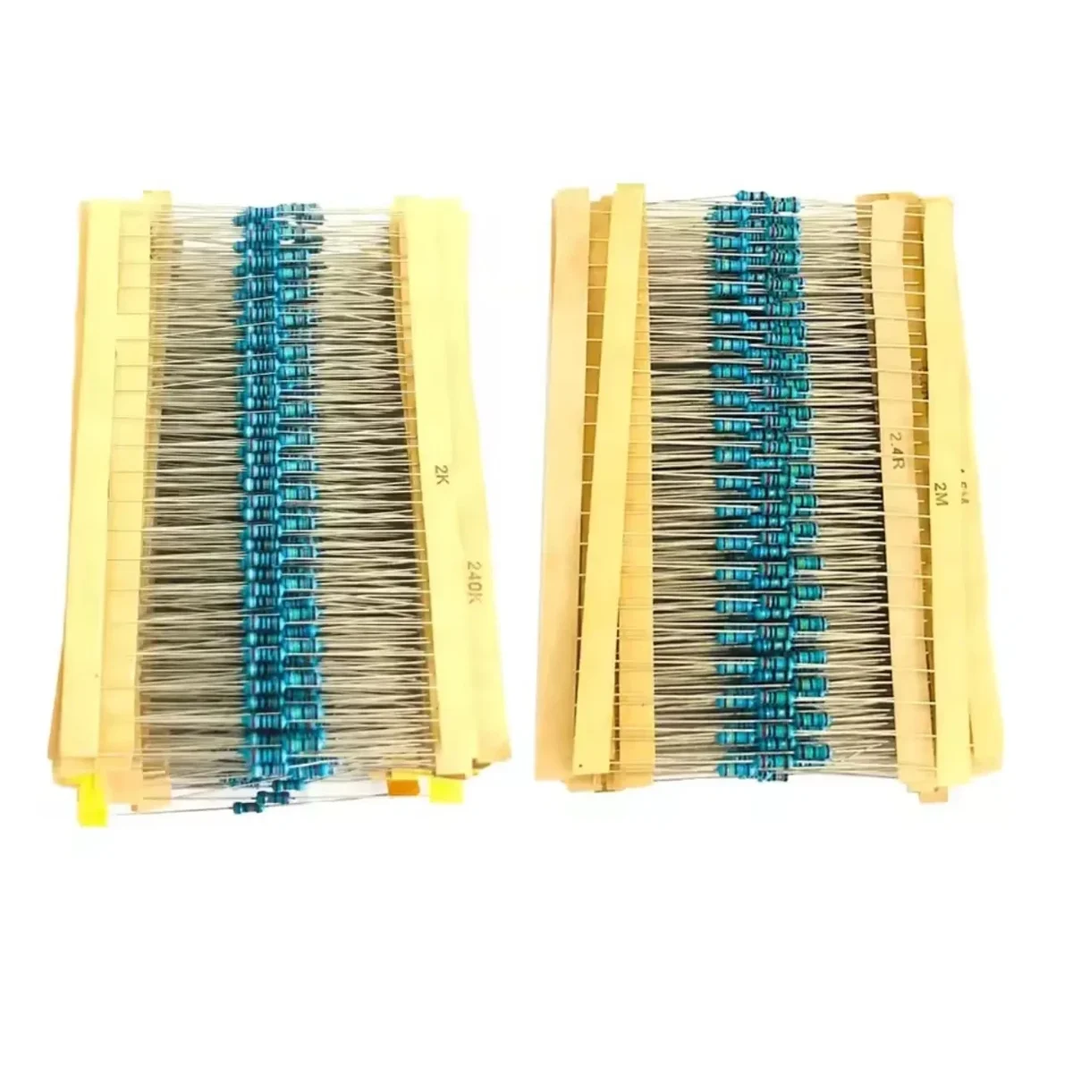 Metal film resistor assortment, 1/4 W 1%, 30 values — representative supplier photograph