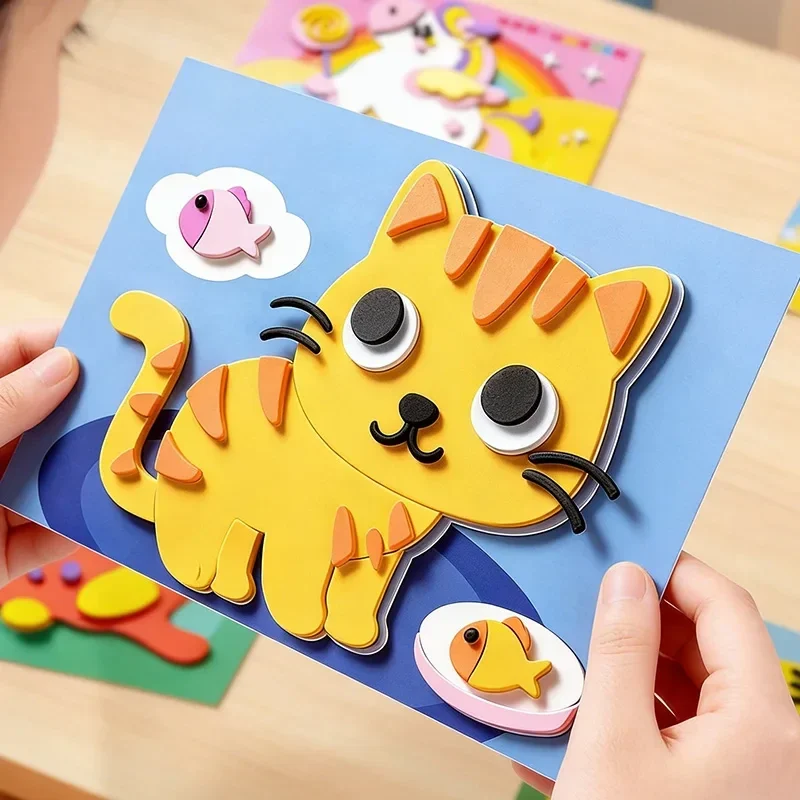 Foam 3D sticker pictures for kids, 10 sheets, assorted animals — representative supplier photograph