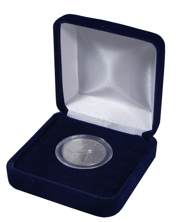 Black Velour Coin Capsule Box - Holds a small size coin capsule