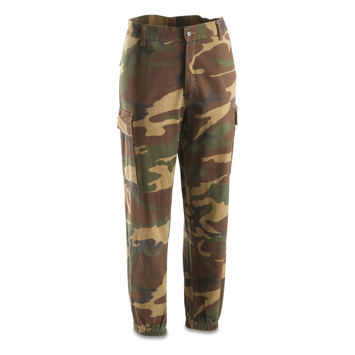 Italian Military Surplus Field Pants, Used — SMALL / Woodland