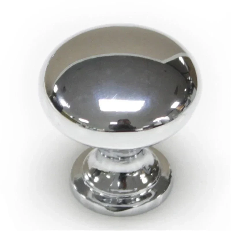 Chrome-finish round cabinet knobs, 30 mm, pack of 2 — representative supplier photograph