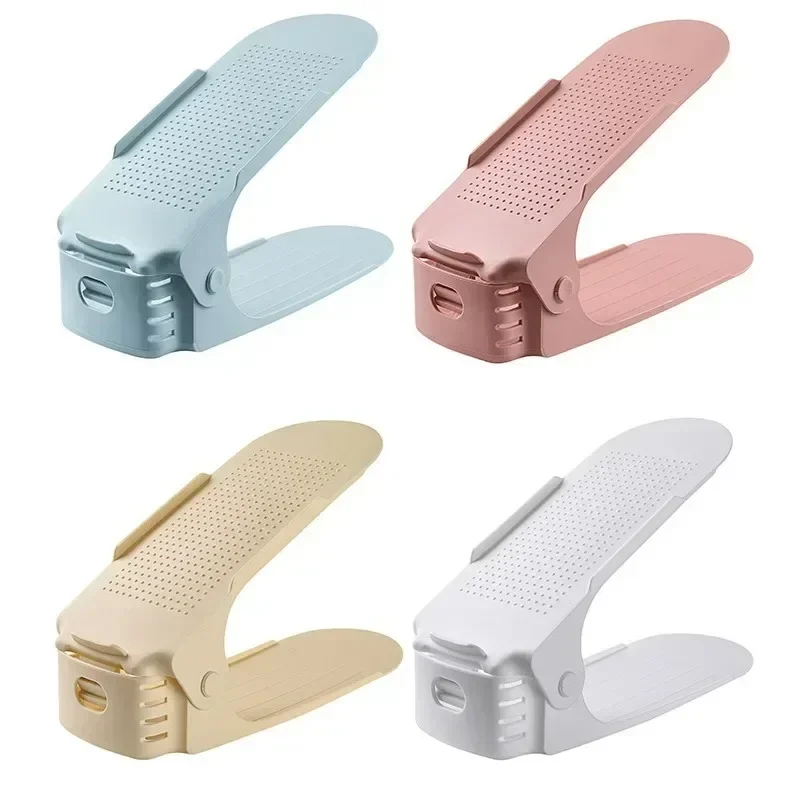 Adjustable double-deck shoe slot organizers, pack of 10, mint green — representative supplier photograph