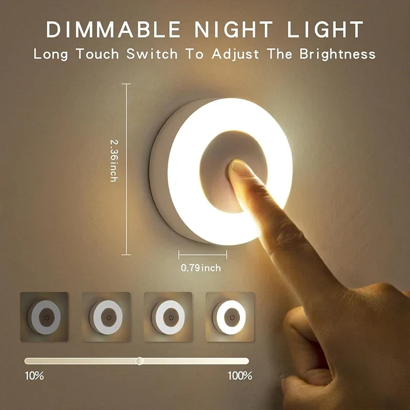 Rechargeable touch night lights, 3 colour temperatures, magnetic mount, 1 to 6 — representative supplier photograph
