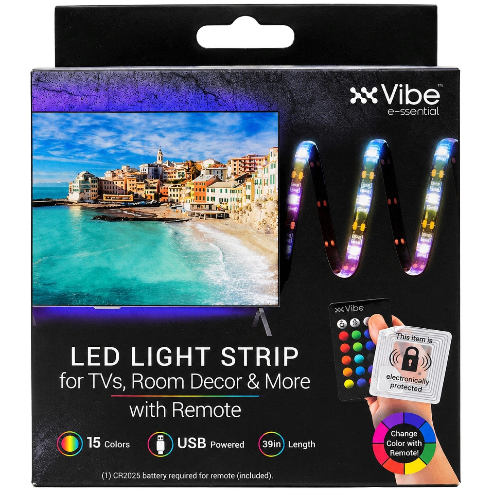 Bulk 15-Pack: Vibe 39" USB Powered Color Changing LED Strip Light with Remote in PDQ Display