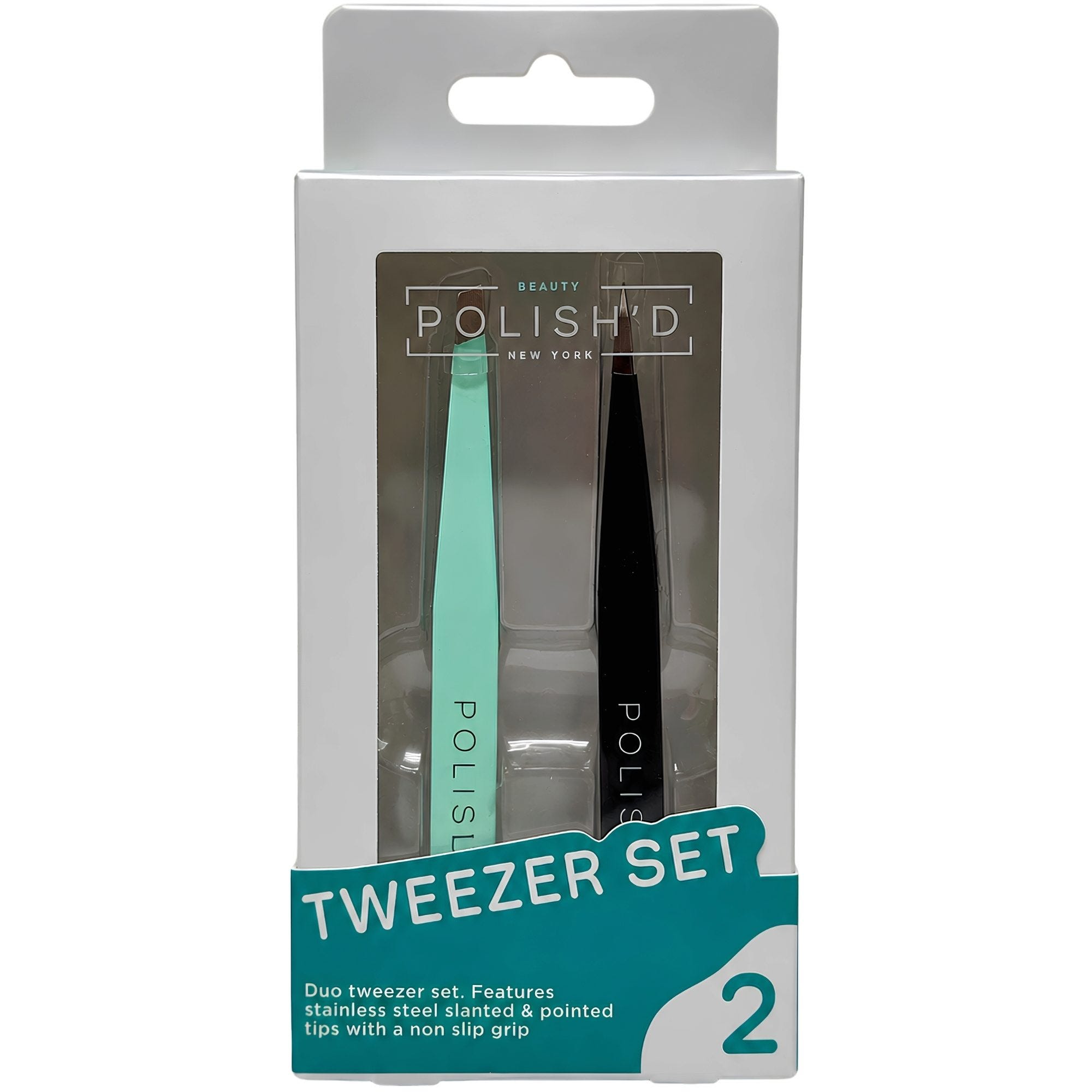 Bulk 24-Pack: POLISH'D Duo Tweezer Set Turquoise