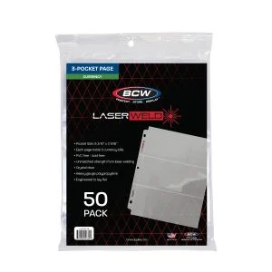 LaserWeld 3-Pocket Currency Page (50 CT. Pack)