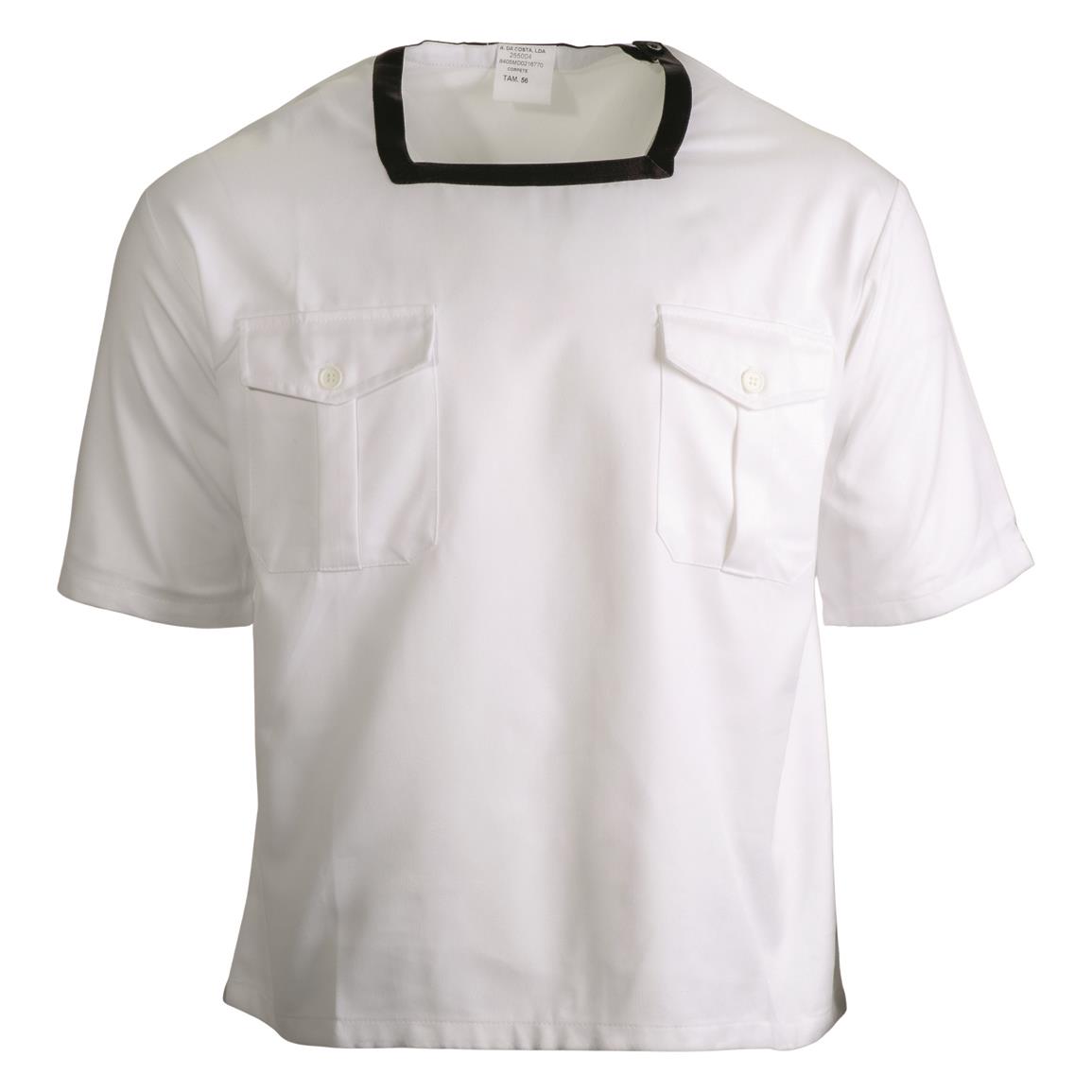 Portuguese Military Surplus Navy Deck Shirt, New — MEDIUM / White