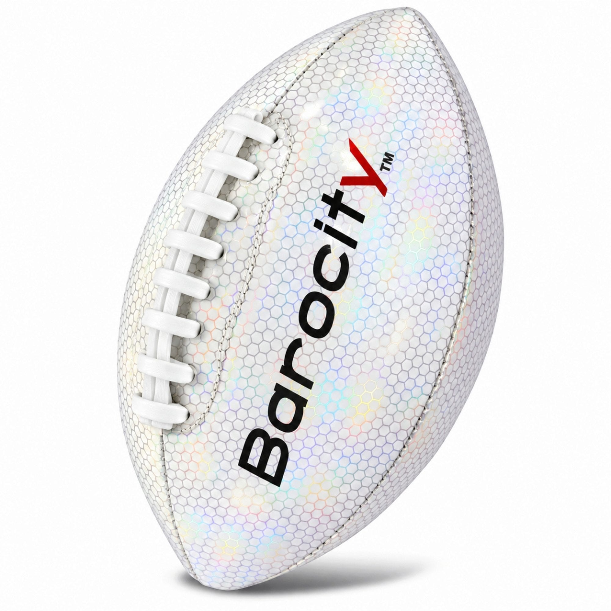 Barocity White Reflective Rainbow Hex Pattern Football Size 3 (pack of 9)
