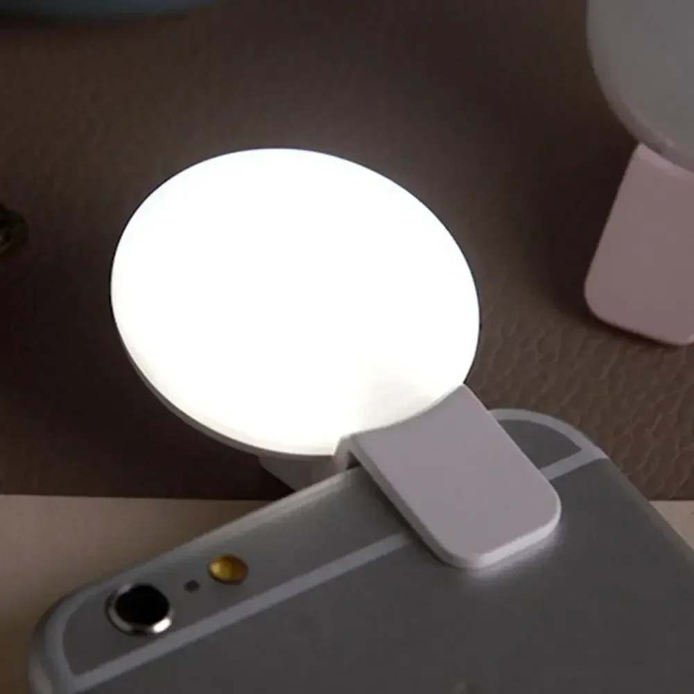 Clip-on selfie ring light for phones and tablets, USB rechargeable — representative supplier photograph