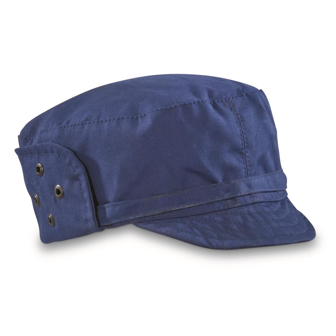 Serbian Military Surplus Blue Waterproof Field Caps, 4 Pack, Used — LARGE / Navy