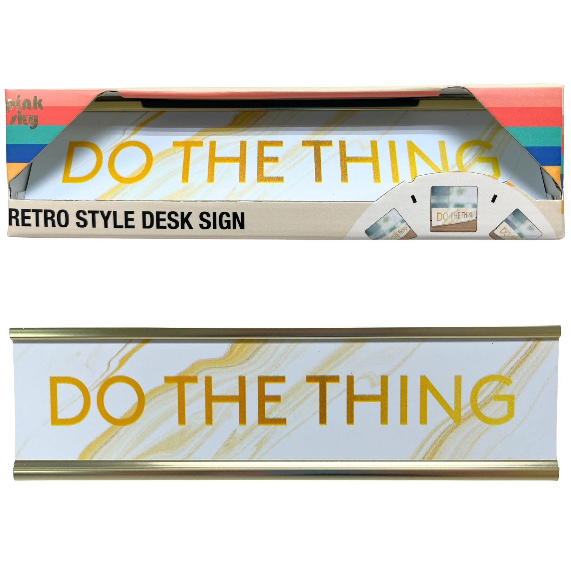 Bulk 18-Pack: Pink Sky Rectangular Retro Sytle Desk Sign w/ Do The Thing Design