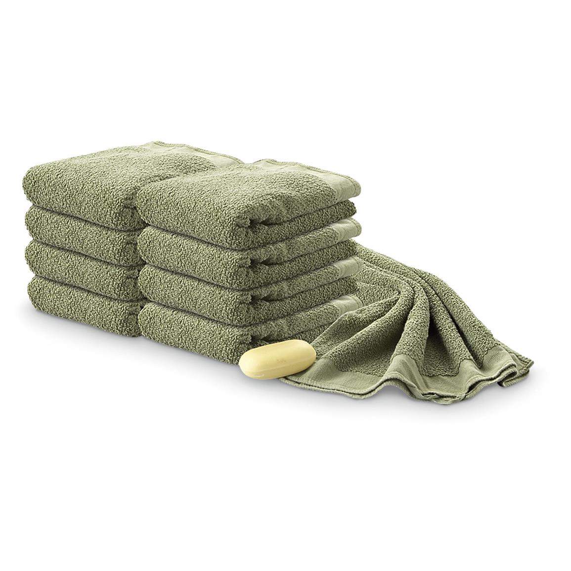 German Military Surplus Cotton Towels, 4 Pack, Used