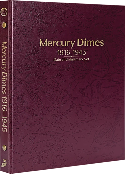 Mercury Dimes 1916-1945, Date & Mintmark Set P, D & S (Burgundy)