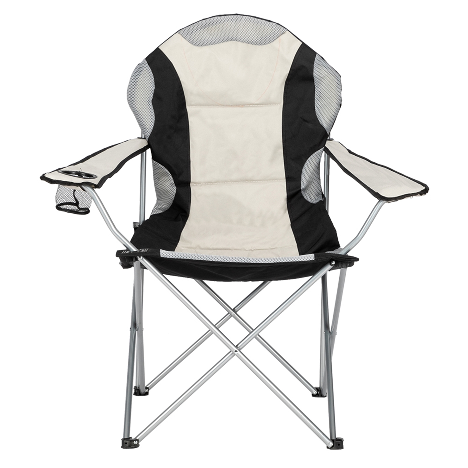 Camping Chair, Grey Iron Frame, Off-white — Black White And Grey