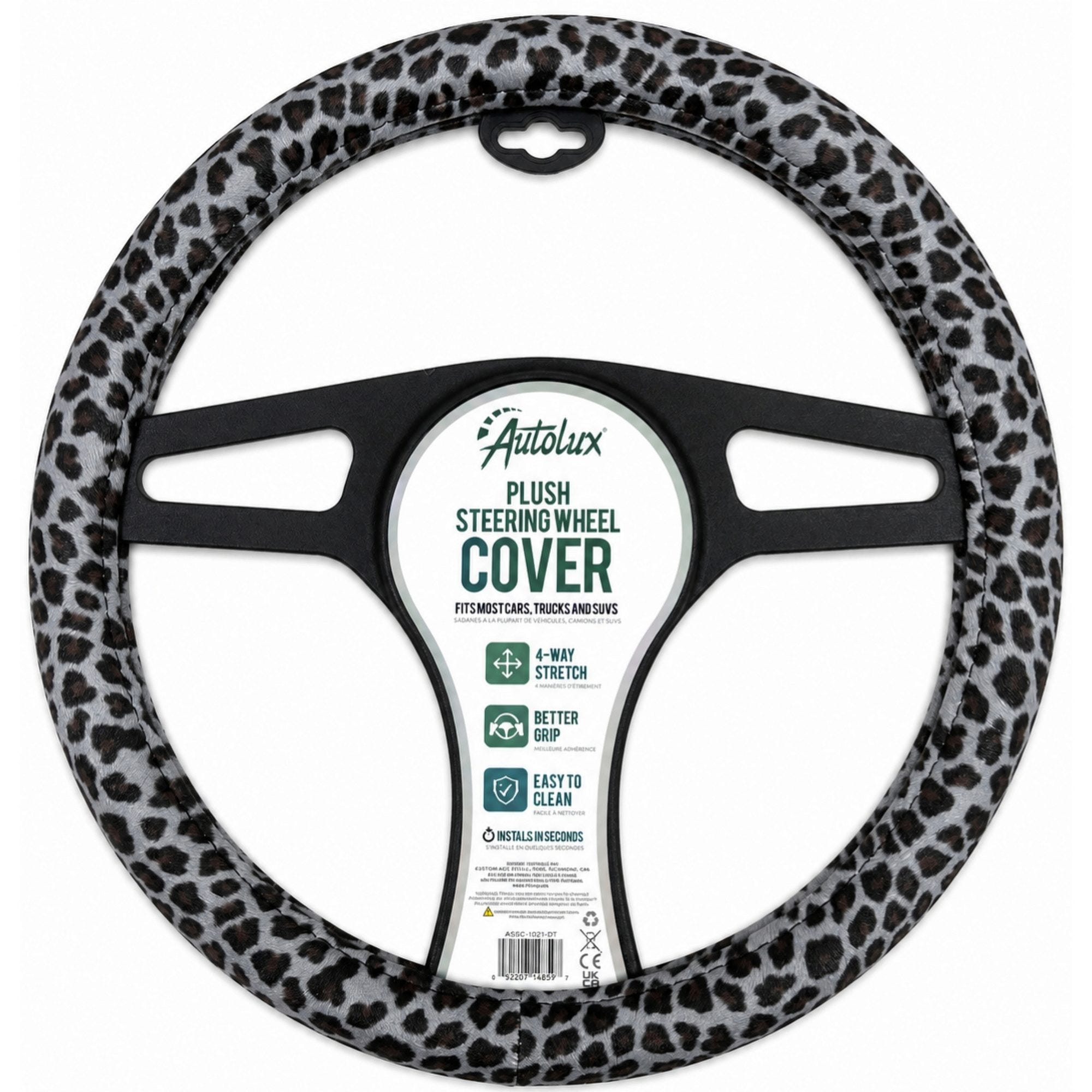 Auto Lux Gray Leopard Print Steering Wheel Cover (pack of 6)