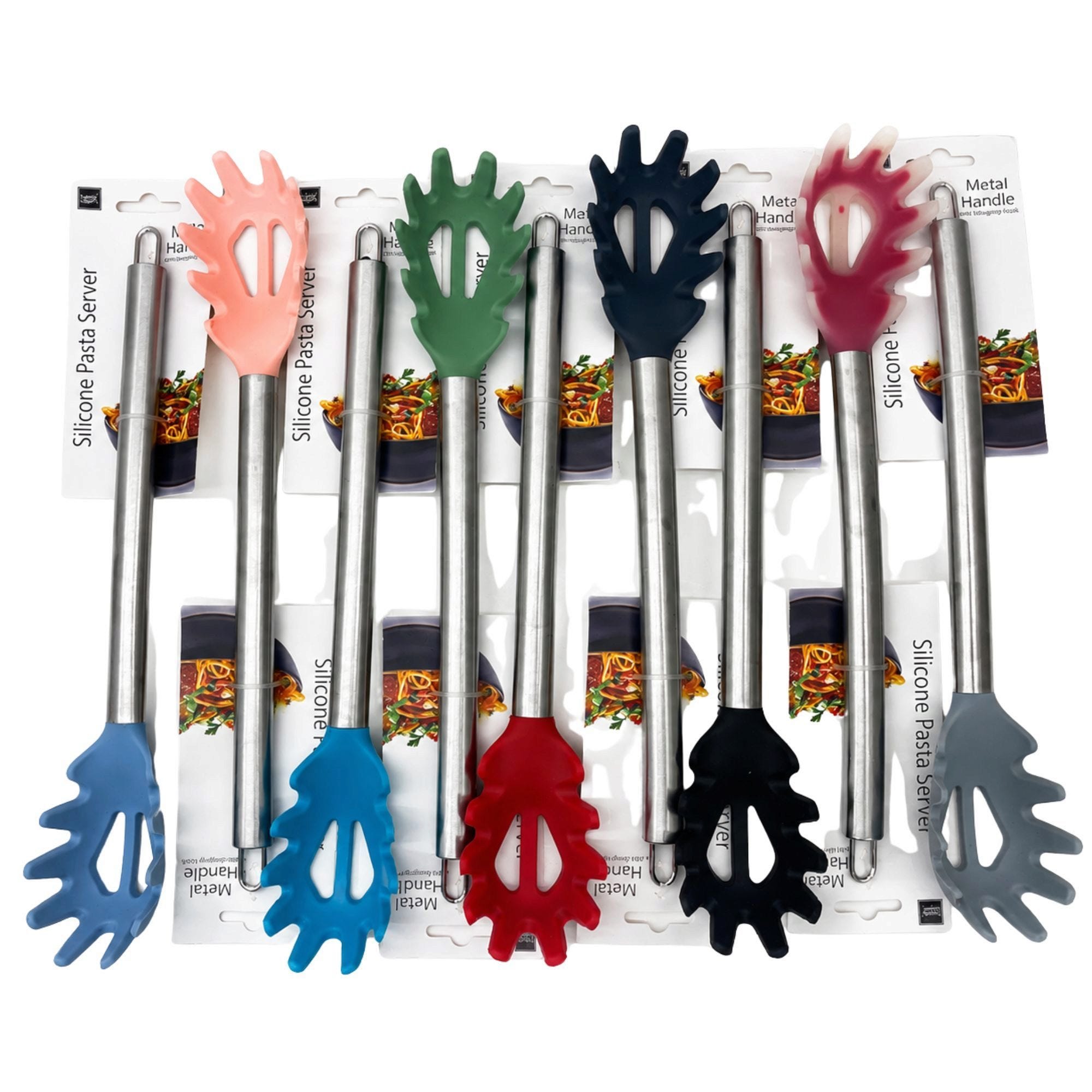 Bulk 24-Pack: Silicone Pasta Server Cooking Utensil in Assorted Colors