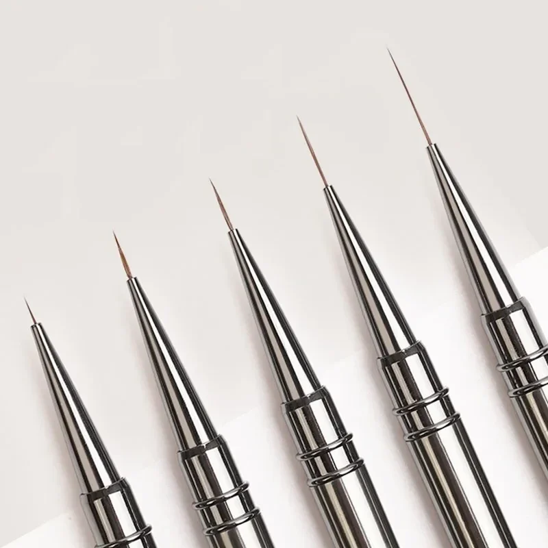 Nail art liner brush with metal handle and cap, 6 to 18 mm — representative supplier photograph