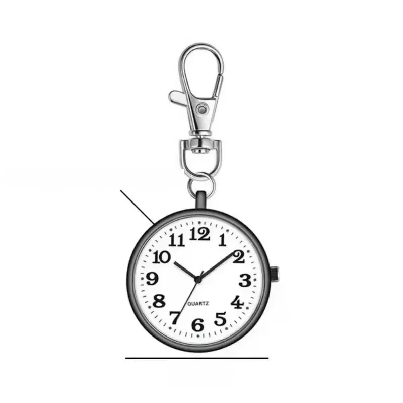 Clip-on pocket watch with key ring clasp, large clear dial — representative supplier photograph