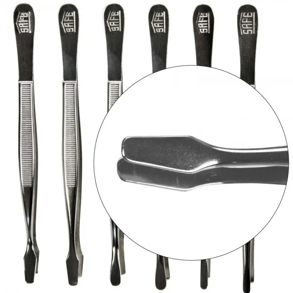Curved Spade Tip Nickel Tongs - 4 3/4"