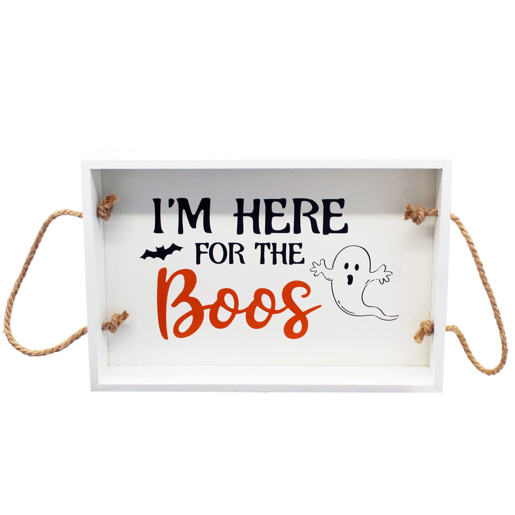 Bulk 12-Pack: Here For the Boos Wood Ghost Serving Tray