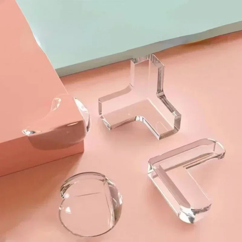 Clear stick-on corner guards for tables and furniture, packs of 4 or 8 — representative supplier photograph
