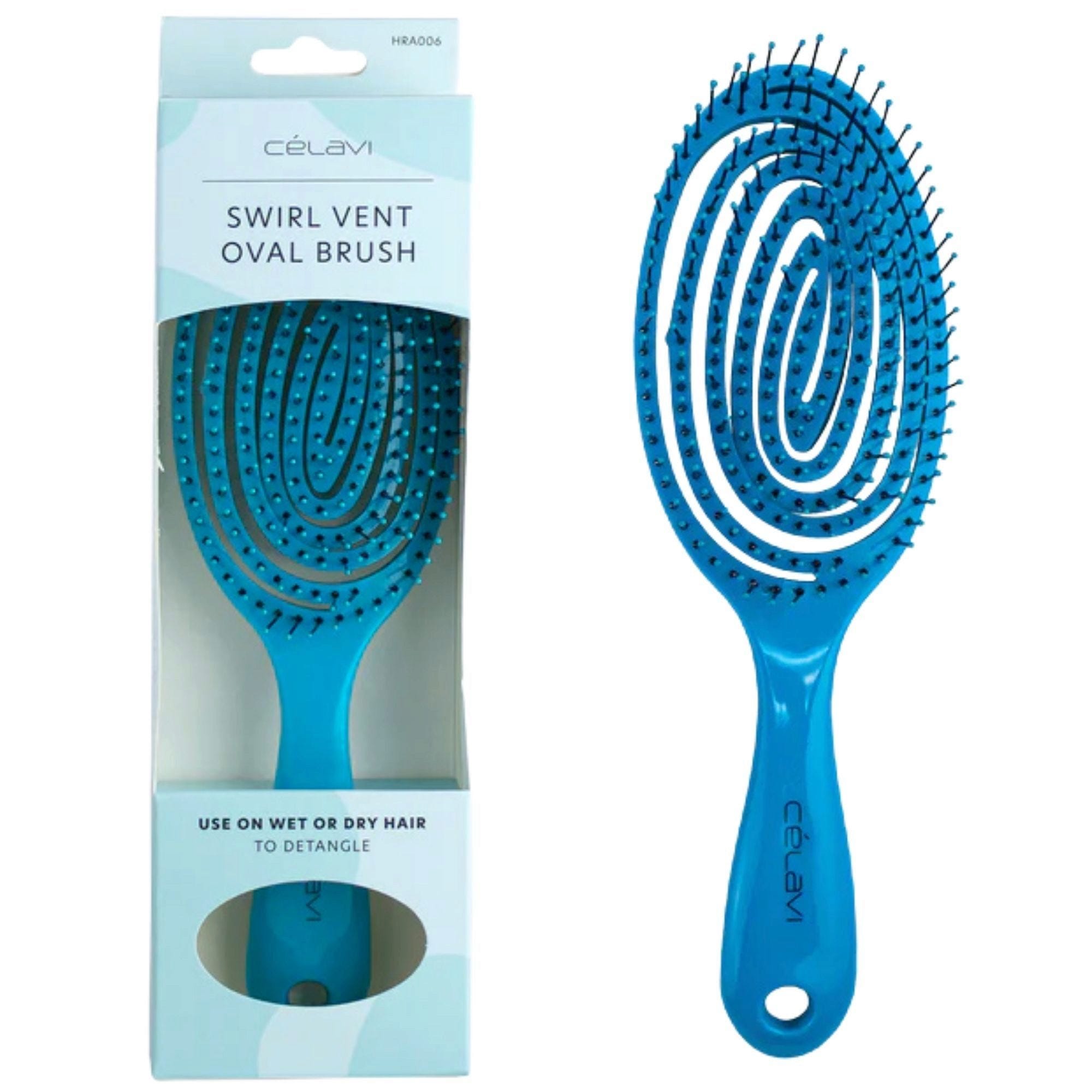 Bulk 12-Pack: Celavi Swirl Vent Oval Brush for Wet and Dry Hair in Assorted Colors