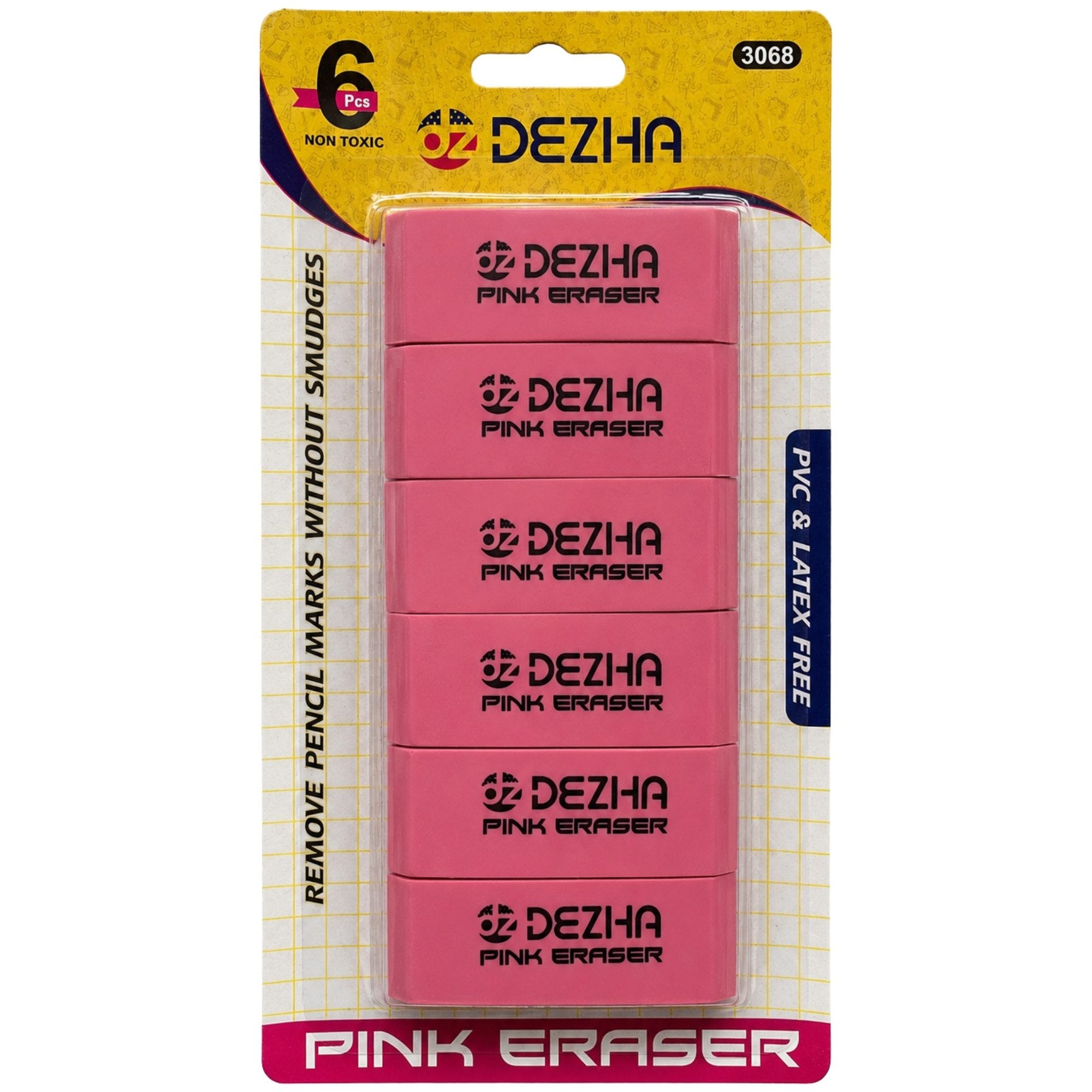 Bulk 48-Pack: Pink Bevel Erasers 6 Pack