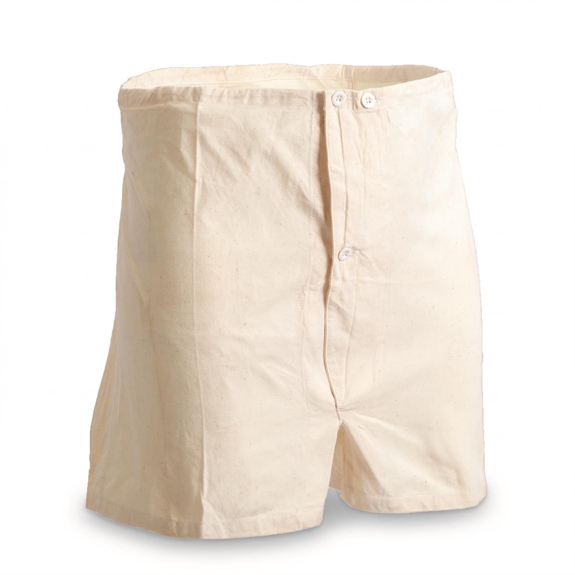 Italian Military Surplus Cotton Boxer Shorts, 5 Pairs, New — White / Medium / five pairs