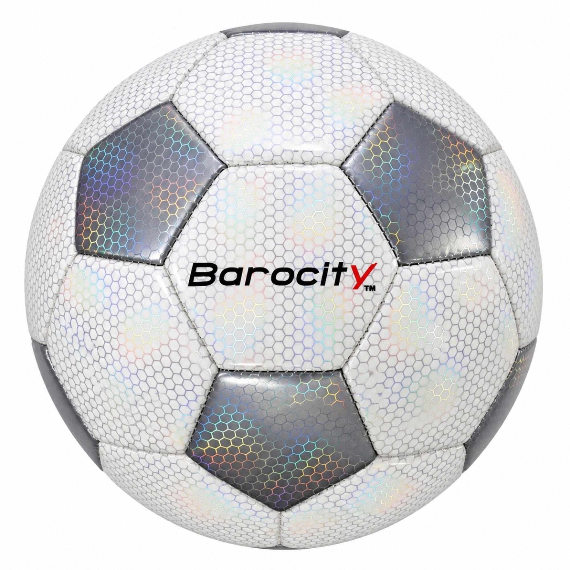 Barocity Classic White & Silver Rainbow Hex Pattern Soccer Ball Size 3 (pack of 9)