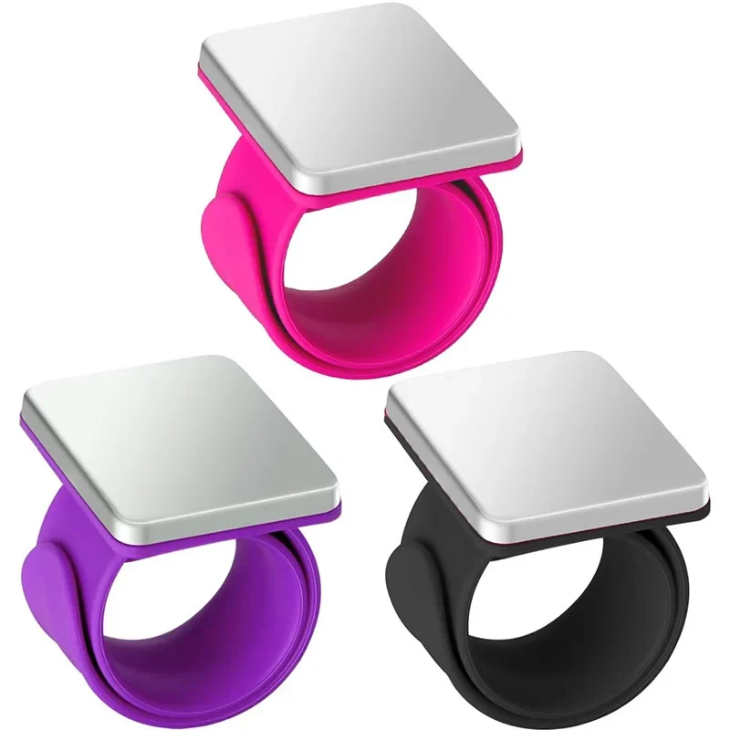 Magnetic wrist pincushion, silicone slap band — representative supplier photograph