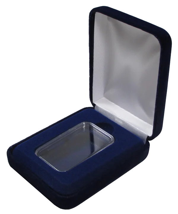 Velvet Coin Capsule Box - Holds 1 oz Silver Bar Capsule (Vertical)