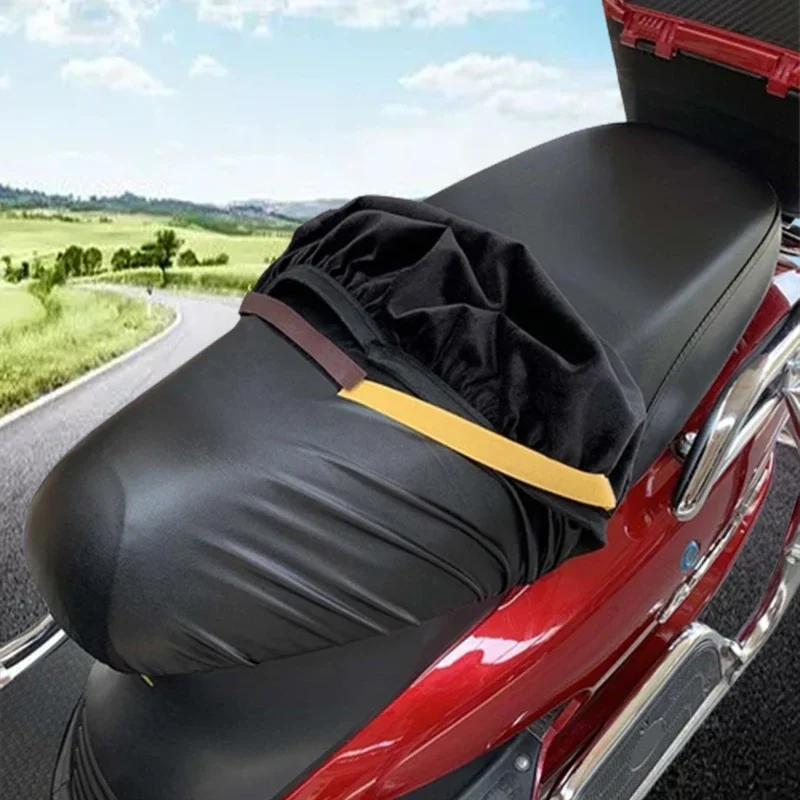 Stretch seat cover for small motorcycles and scooters, black — representative supplier photograph