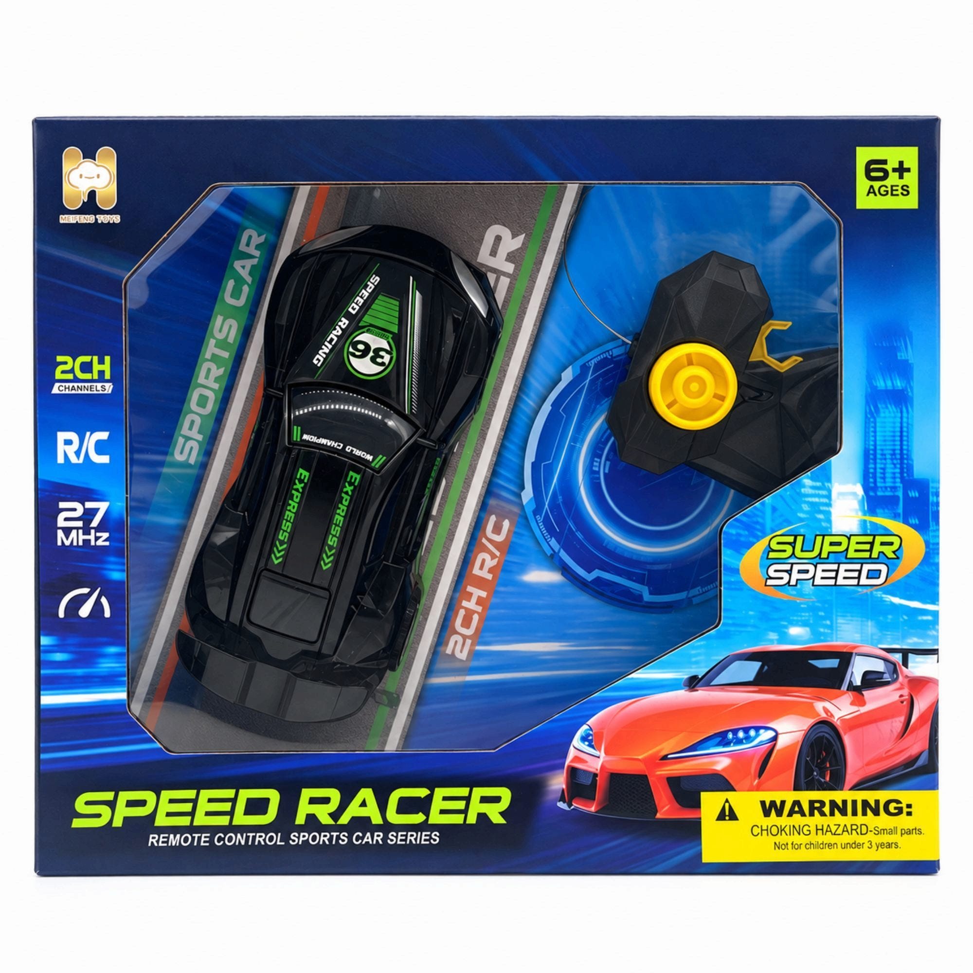 27MHz 2 Channel Remote Control Super Speed Sports Car Toy (pack of 5)