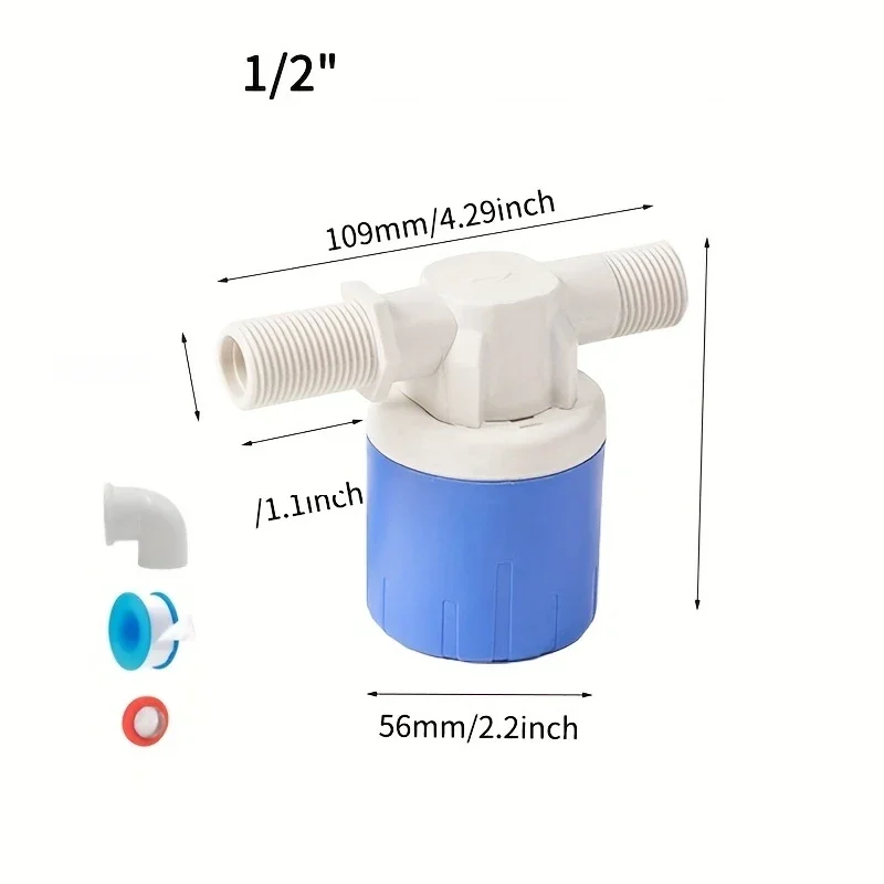 Mini automatic float valve for water tanks, 1/2 inch