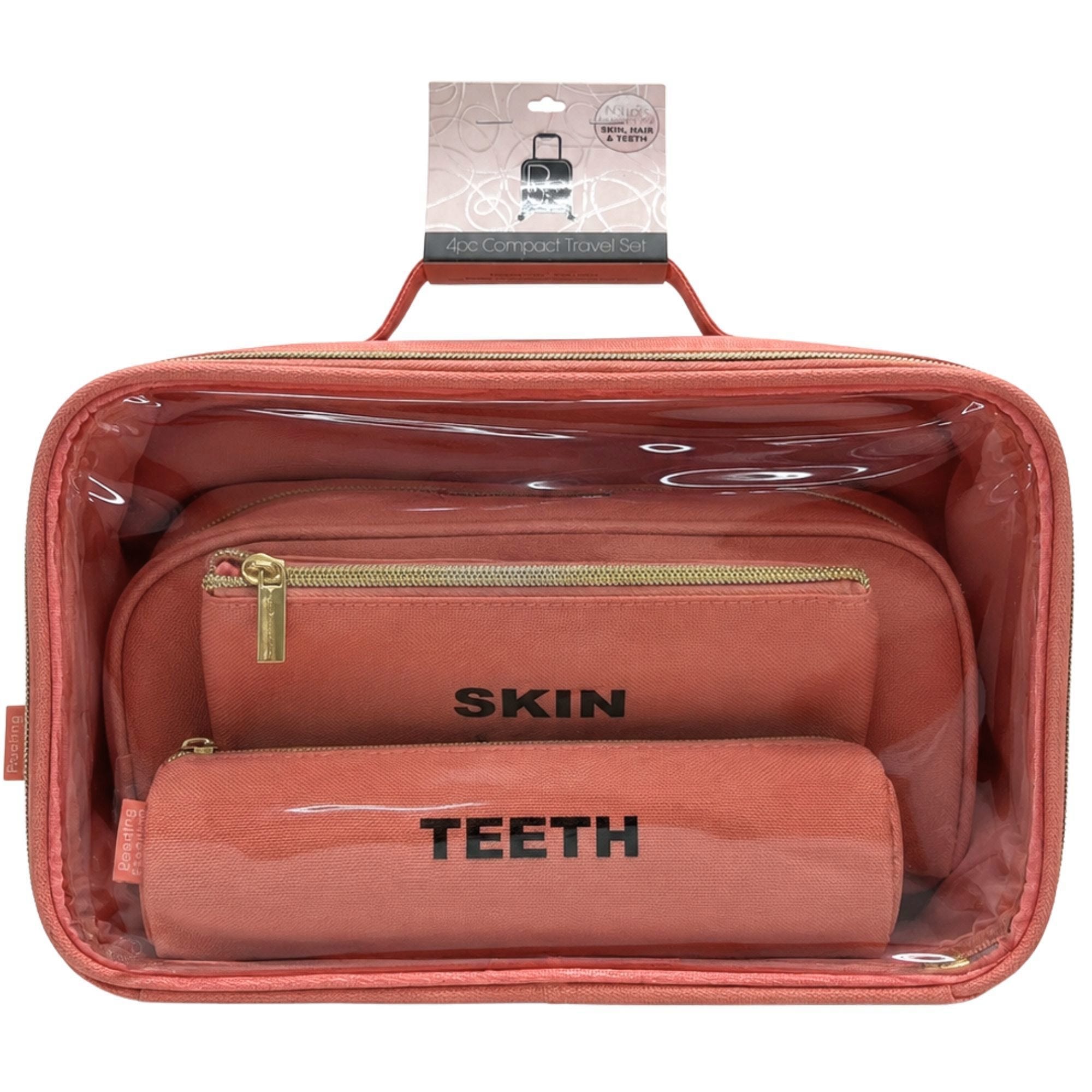 Roaming Essentials 4-Piece Self Care Travel Set in Coral (pack of 4)