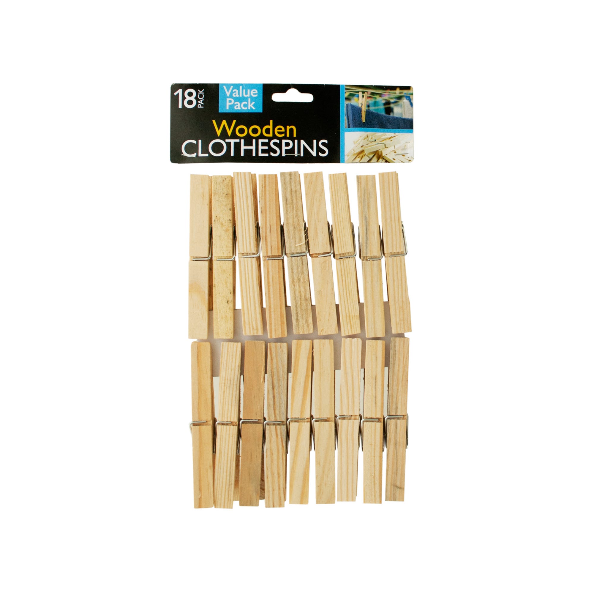 Bulk 24-Pack: Wooden Clothespins