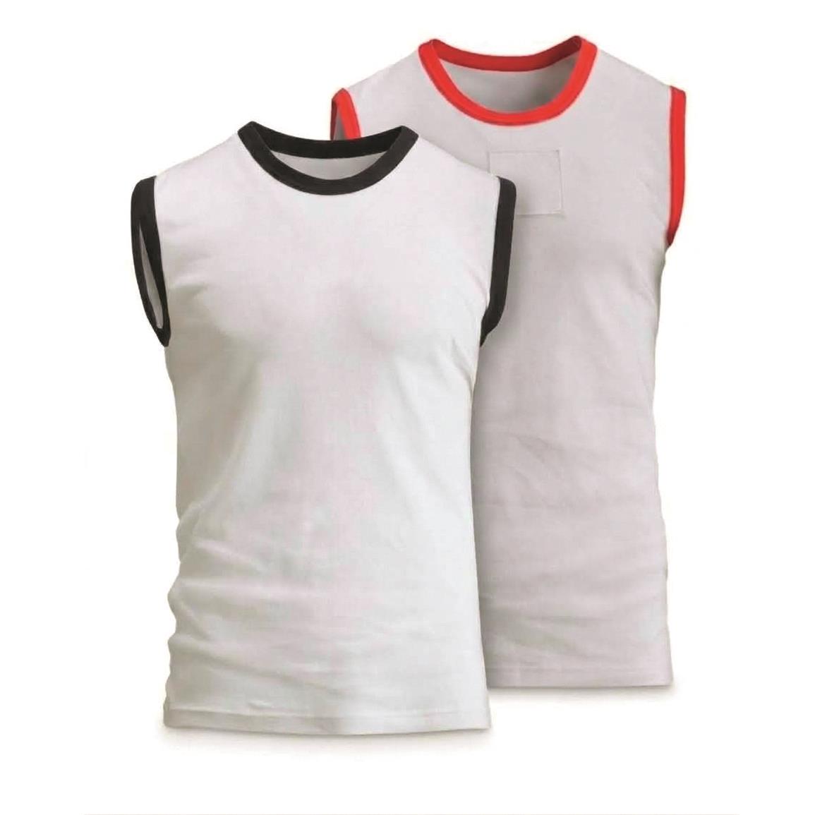 British Military Surplus Physical Training Tank Top Shirt — MEDIUM / White/Blue