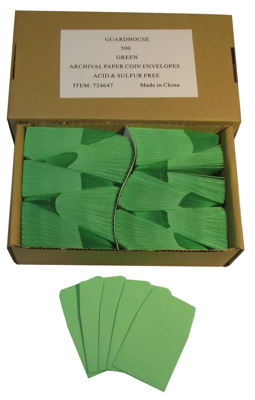 Paper Coin Envelope, Green - Qty: 500