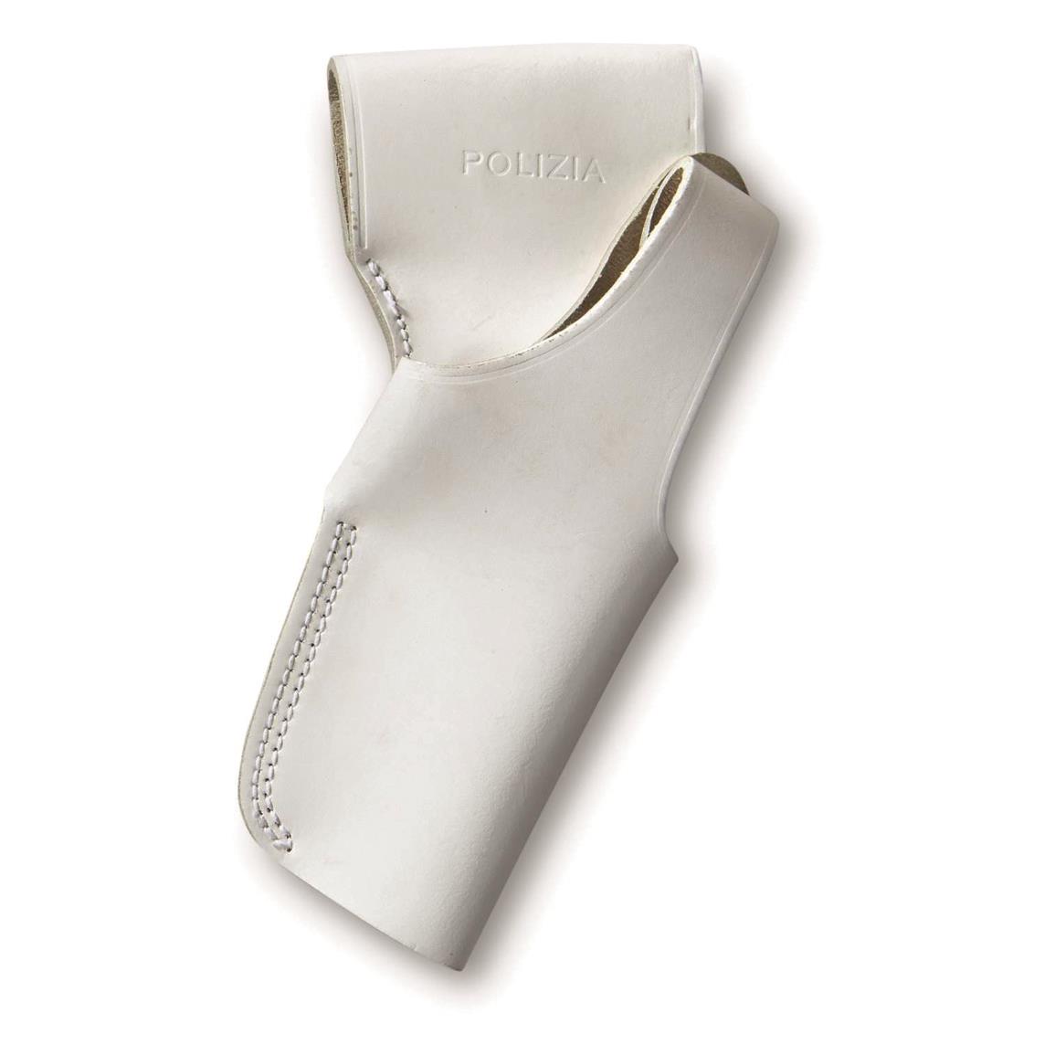 Italian Carabinieri Police Surplus Large Frame White Leather Holster, Like New — White / RH