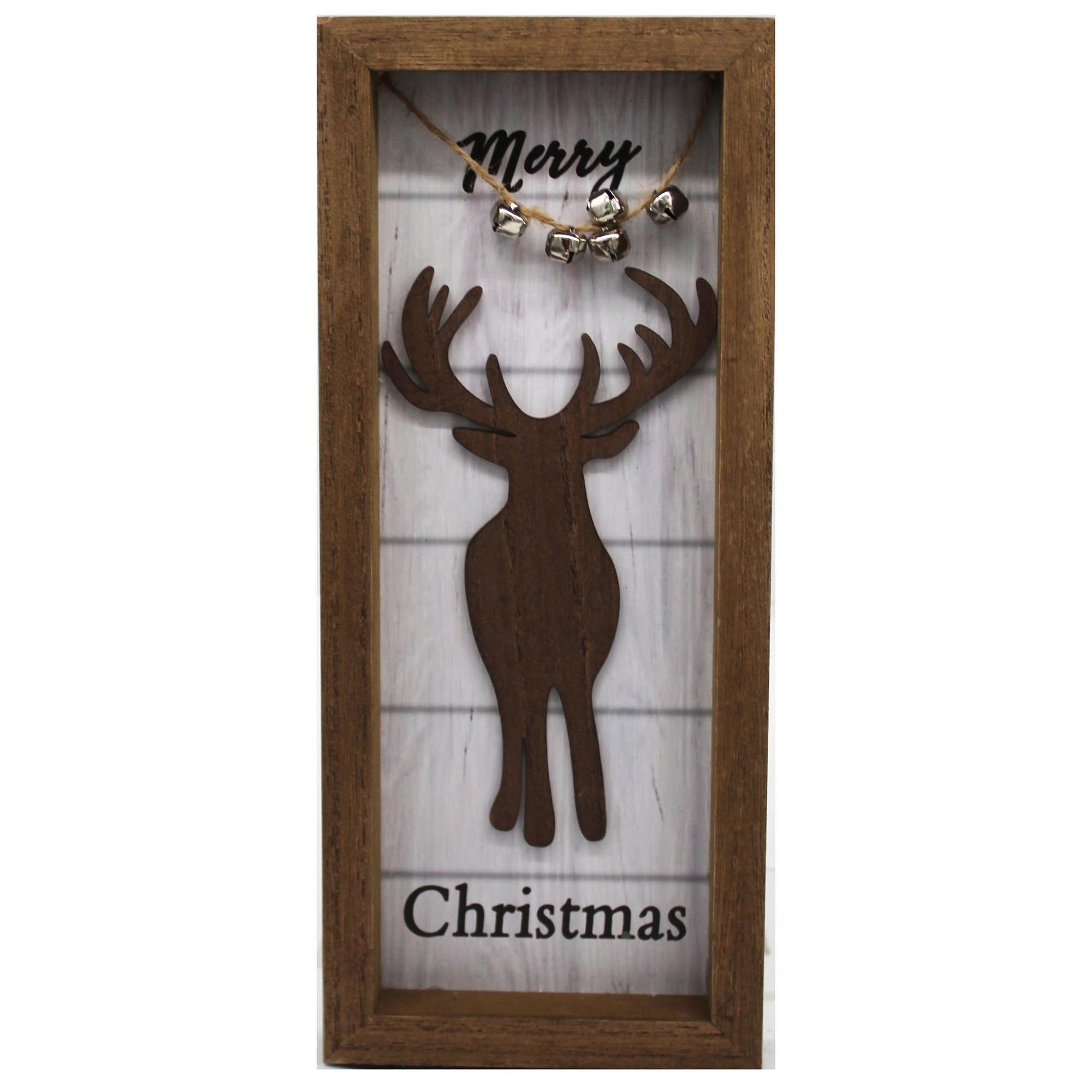 Merry Christmas Reindeer and Bells Tabletop Decor (pack of 7)