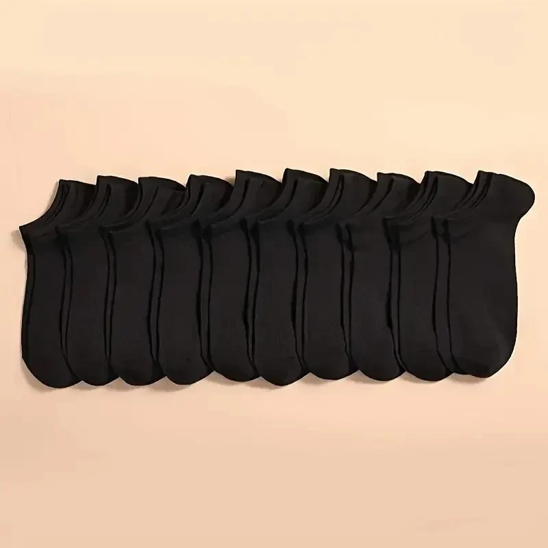 Plain low-cut ankle socks, 10 pairs, one size — representative supplier photograph
