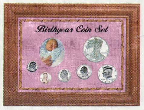 Solid Oak Birthyear Coin Frame Cent to ASE - Pink