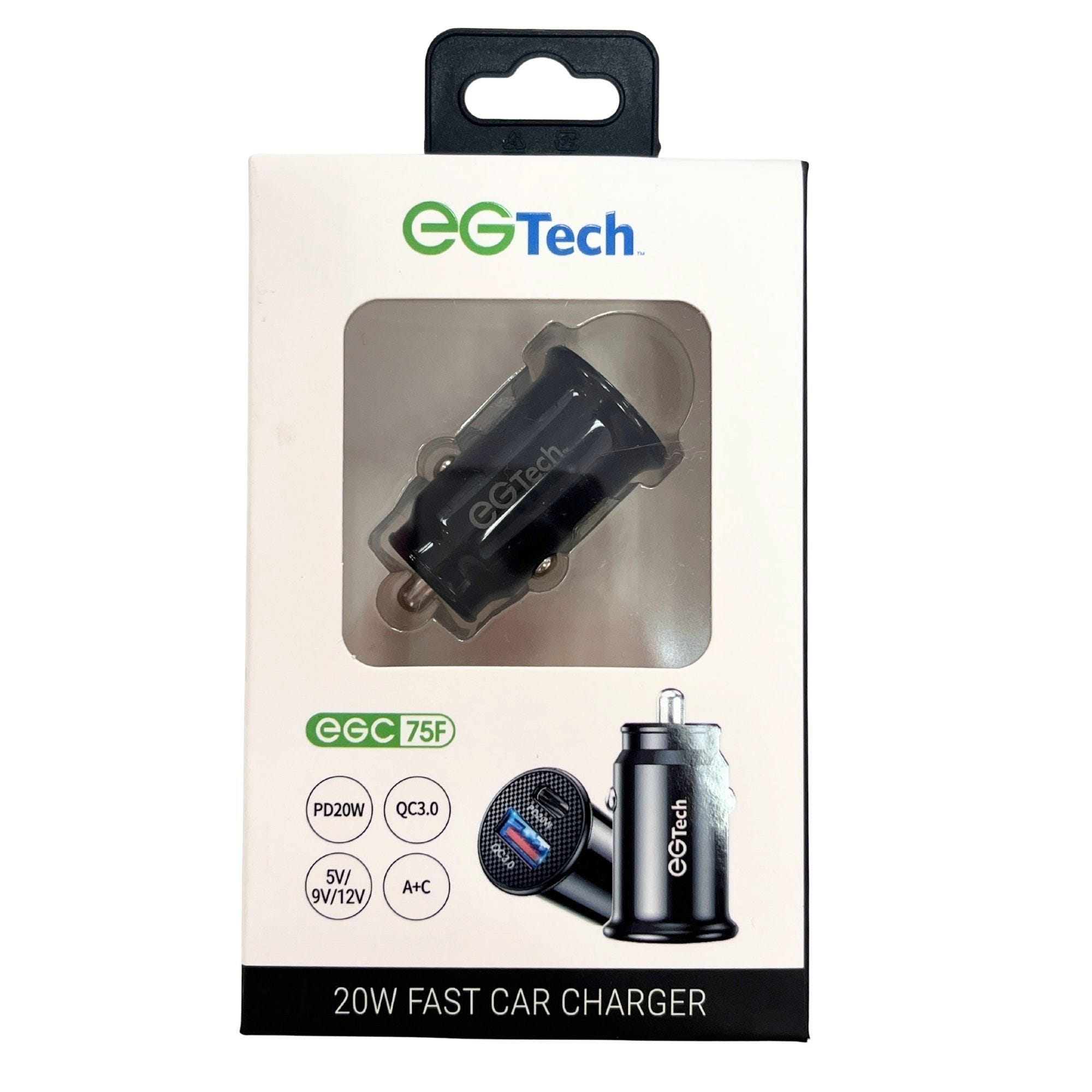 Bulk 26-Pack: EG Tech 20W Fast Car Charger with Dual USB-A & USB-C Ports